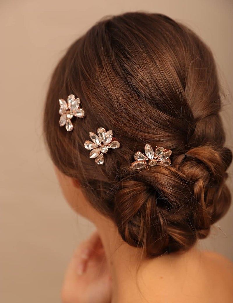 Rumtock 3pcs Blue Rhinestones Hair Comb Set for Wedding Brides Bridesmaid Women Girls Handmade Sparkle Hair Piece Vintage Hair Styling Jewelry (Blue) - Image 4